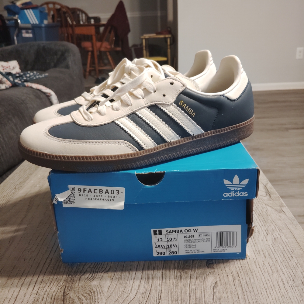 Adidas Samba OG White and Navy Sneakers